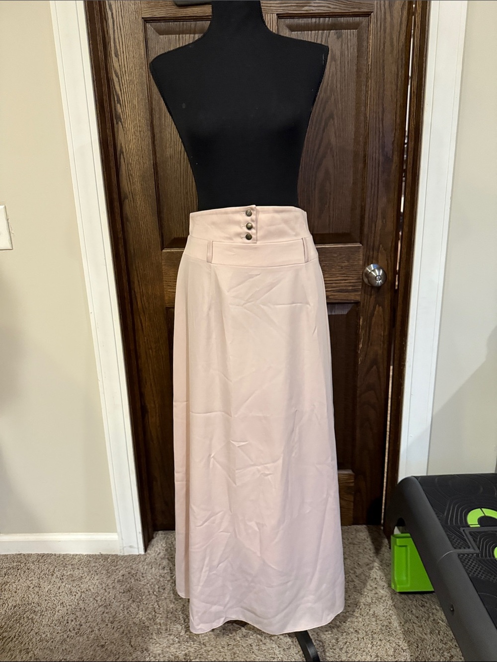 HENNIN High-Waist Blush Pink Maxi Skirt with Button Detail Size 42, US 10-12